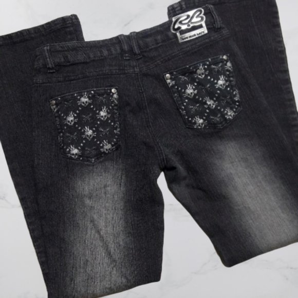 Raw Blue Lady Jeans Silver & Black Skeleton - Picture 2 of 7